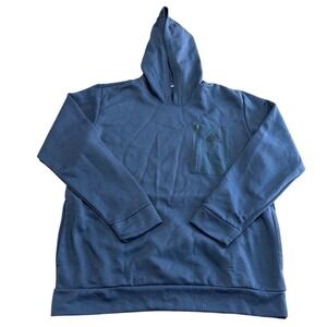 Adidas Mens Pullover Hoodie‎ Navy Blue Zippered Chest Pocket Sweatshirt XL